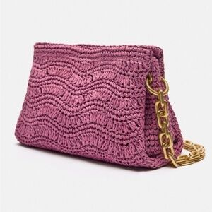 NWT Zara raffia chain link shoulder bag